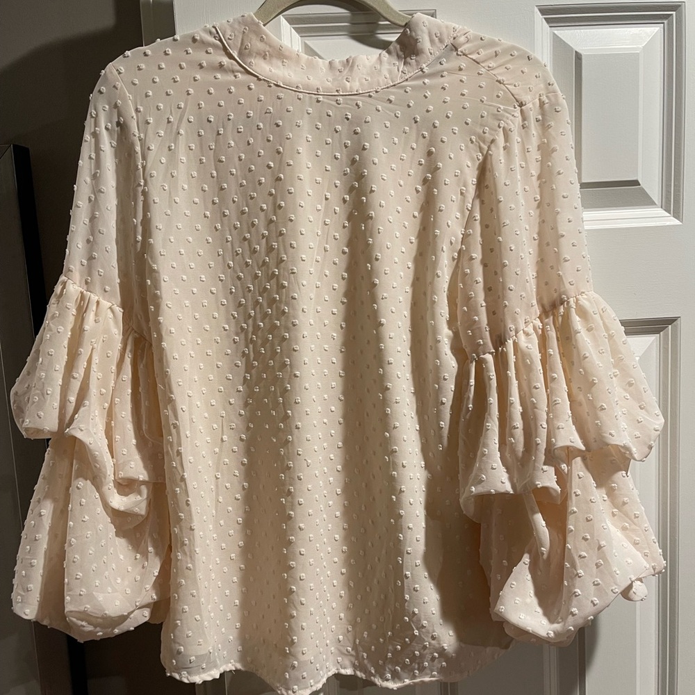 Boutique Brand, Wishlist, Ivory Swiss Dotted Puff Sleeve Blouse - New w/out Tags